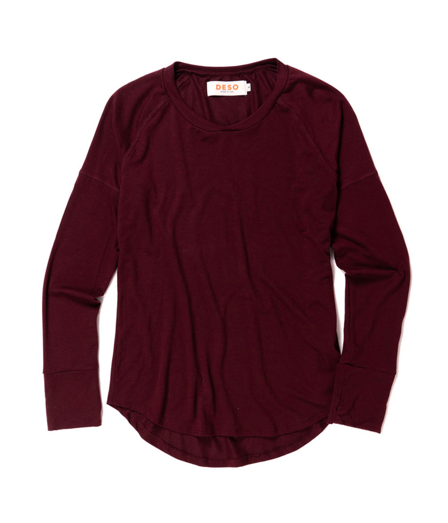 Shirley Long Sleeve in burgundy color by Deso Supply Co.