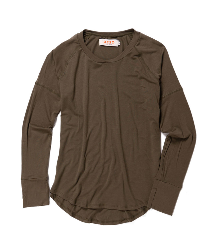 Shirley Long Sleeve in olive color by Deso Supply Co.