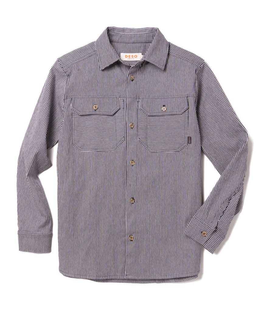 Indigo Dyed Workshop Shirt in railroad color by Deso Supply Co.