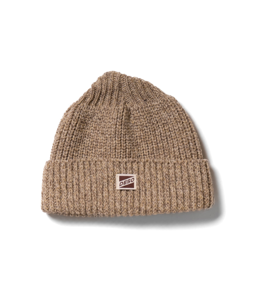 Mariner Cuff Beanie in oatmeal color by Deso Supply Co.