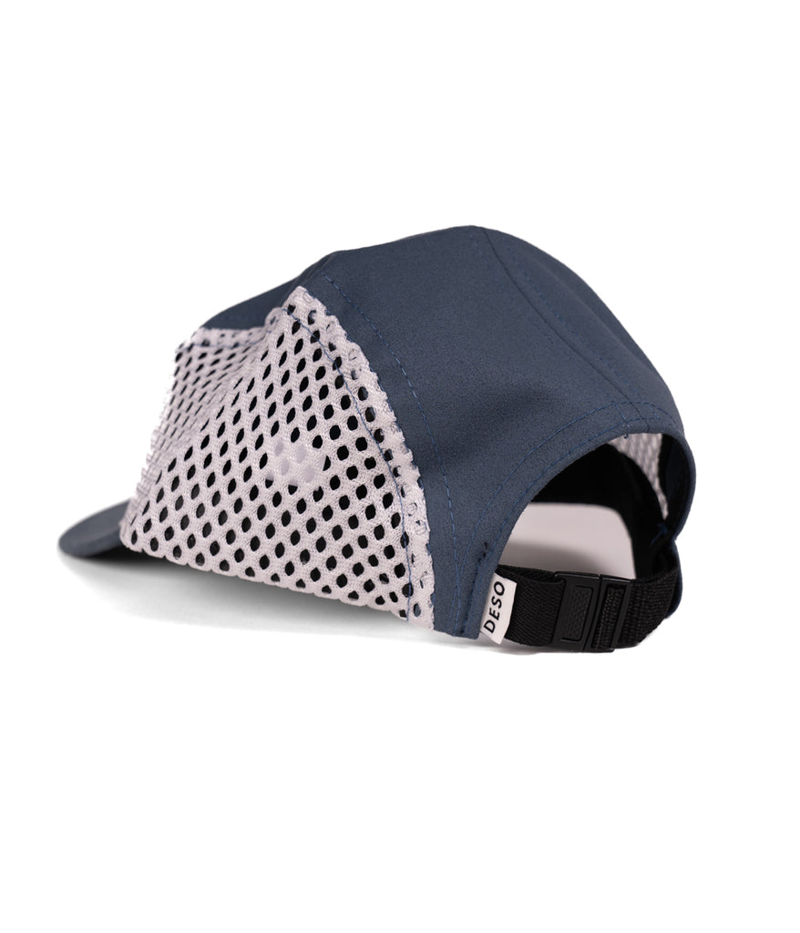  Jogger Camper Running Cap in orion blue color by Deso Supply Co. from the back view.