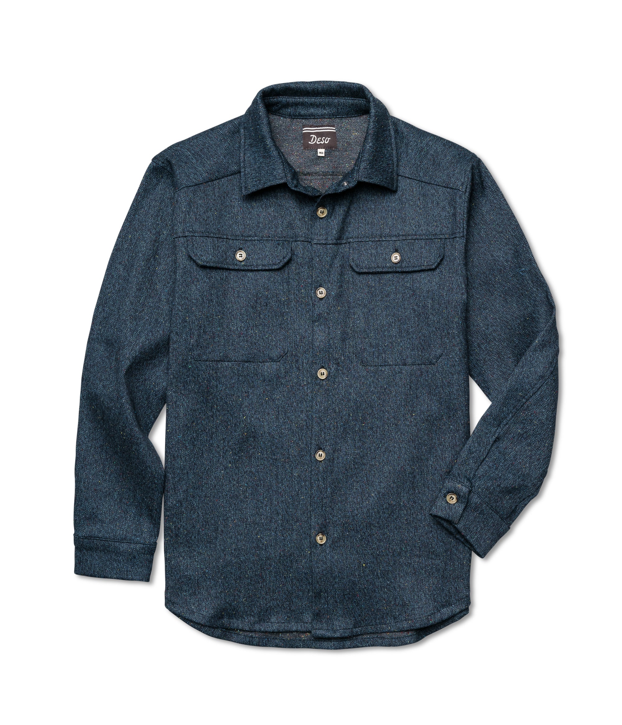 Willy Wool Overshirt In Nepped Indigo | L | Men's Functional & Sustainable Apparel Made In America Willy Wool Overshirt In Nepped Indigo | L | Men's Functional & Sustainable Apparel Made In America