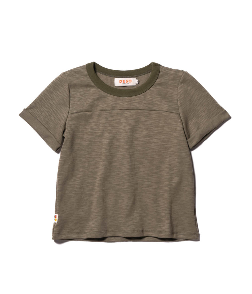Kalmia Oversized Baggy Tee in sage color by Deso Supply Co.