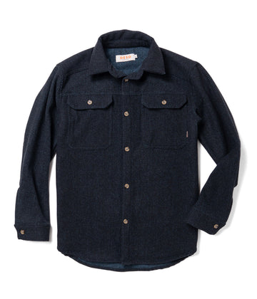 Willy wool overshirt in indigo color  by Deso Supply Co.