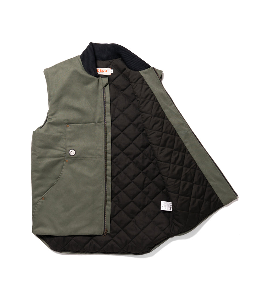 Hard Chore Vest in burley dark sage color by Deso Supply Co. 1