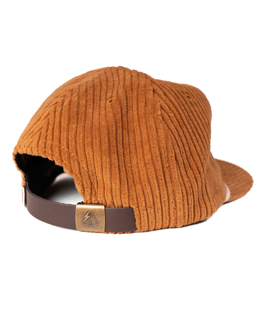  Lola 5 Panel Cap in camel color by Deso Supply Co. from the back view.