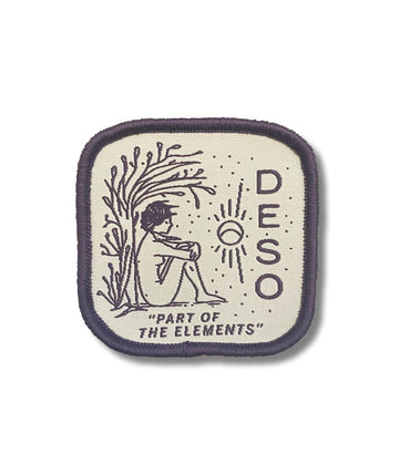 Part of the Elements Sew On Patch in purple & white color by Deso Supply Co.