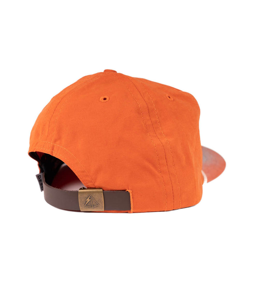 Shapes 5-panel cap in brick color by Deso Supply Co. from the back view