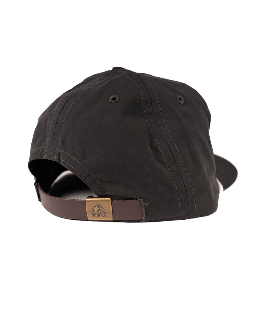 Shapes 5-panel cap in deep olive color by Deso Supply Co. from the back view