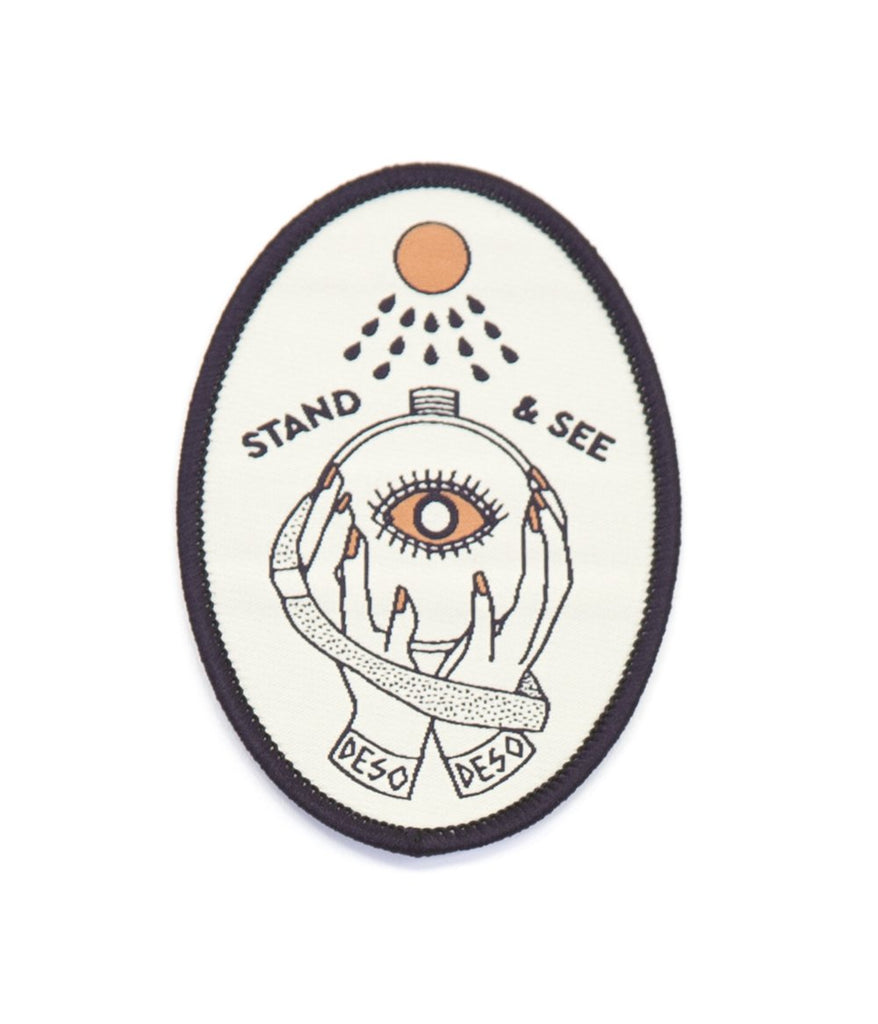 Stand & See Oval: Sew On Patch in off-white variant by Deso Supply Co.