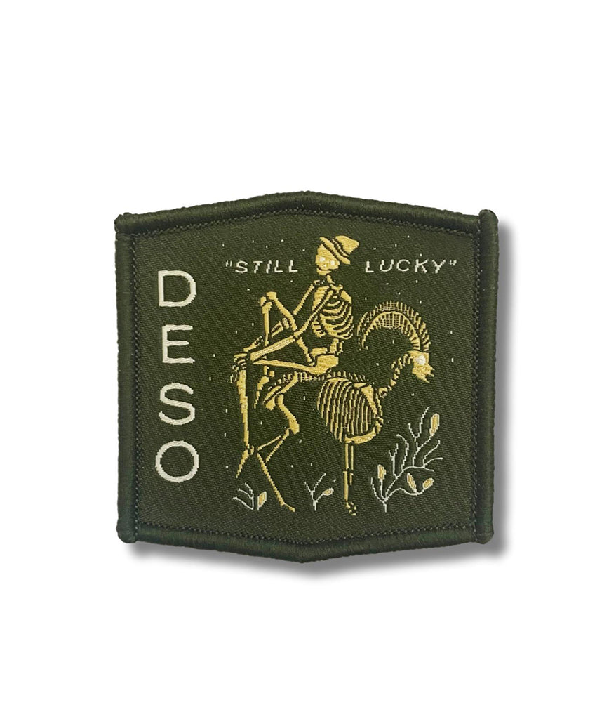 Still Lucky Patch - Sew On Patch in forest/gold color by Deso Supply Co.
