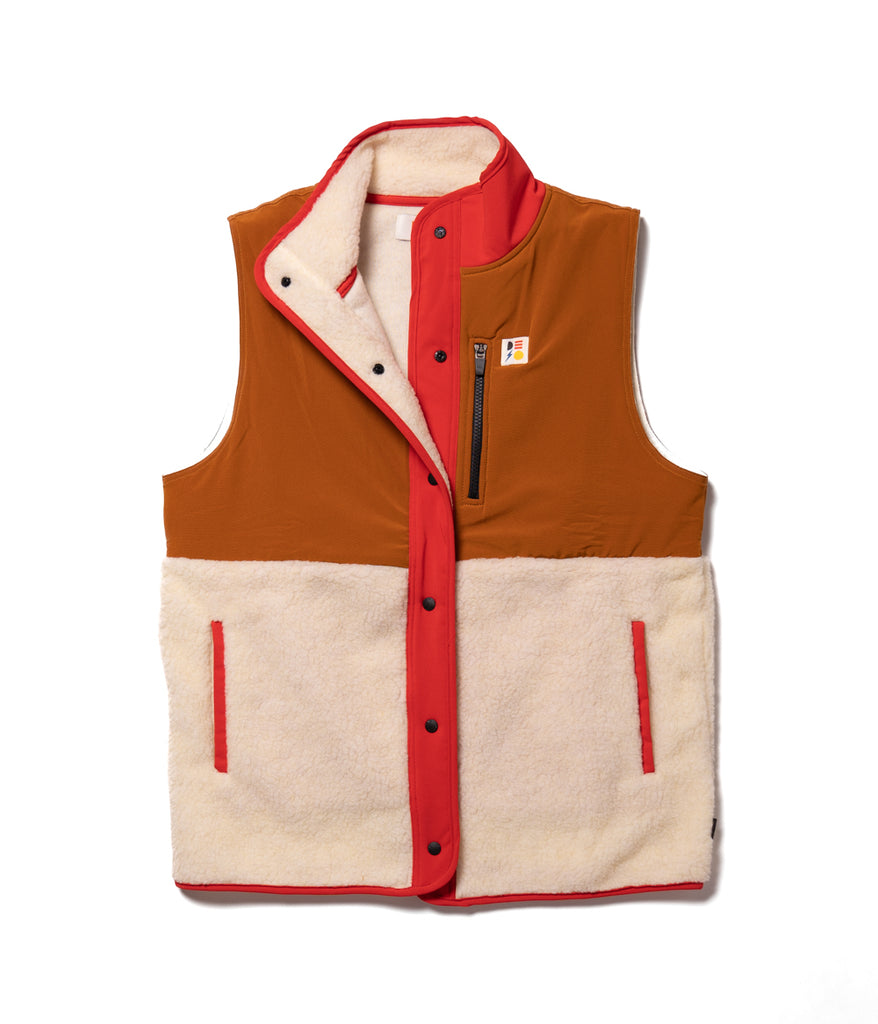 Unisex Westlake Snap Vest in bone with pecan color by Deso Supply Co.